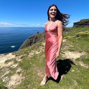 Floret Studios slinky satin dress in pink